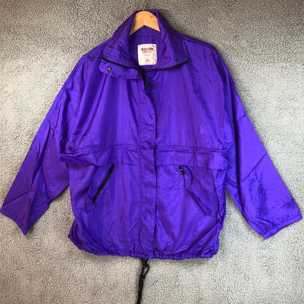 Mossimo Supply Co Purple Windbreaker Jacket Relaxed Fit Full Zip‎ Snap Front S